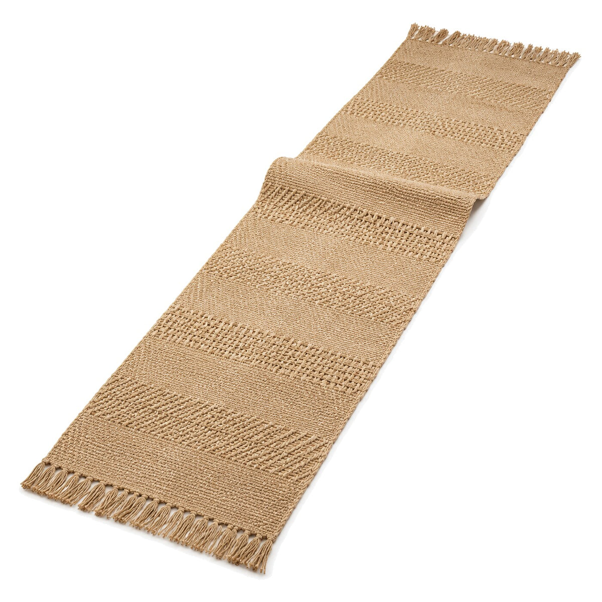 Natural Mixed-Density Geometric Jute Table Runner | Primeval