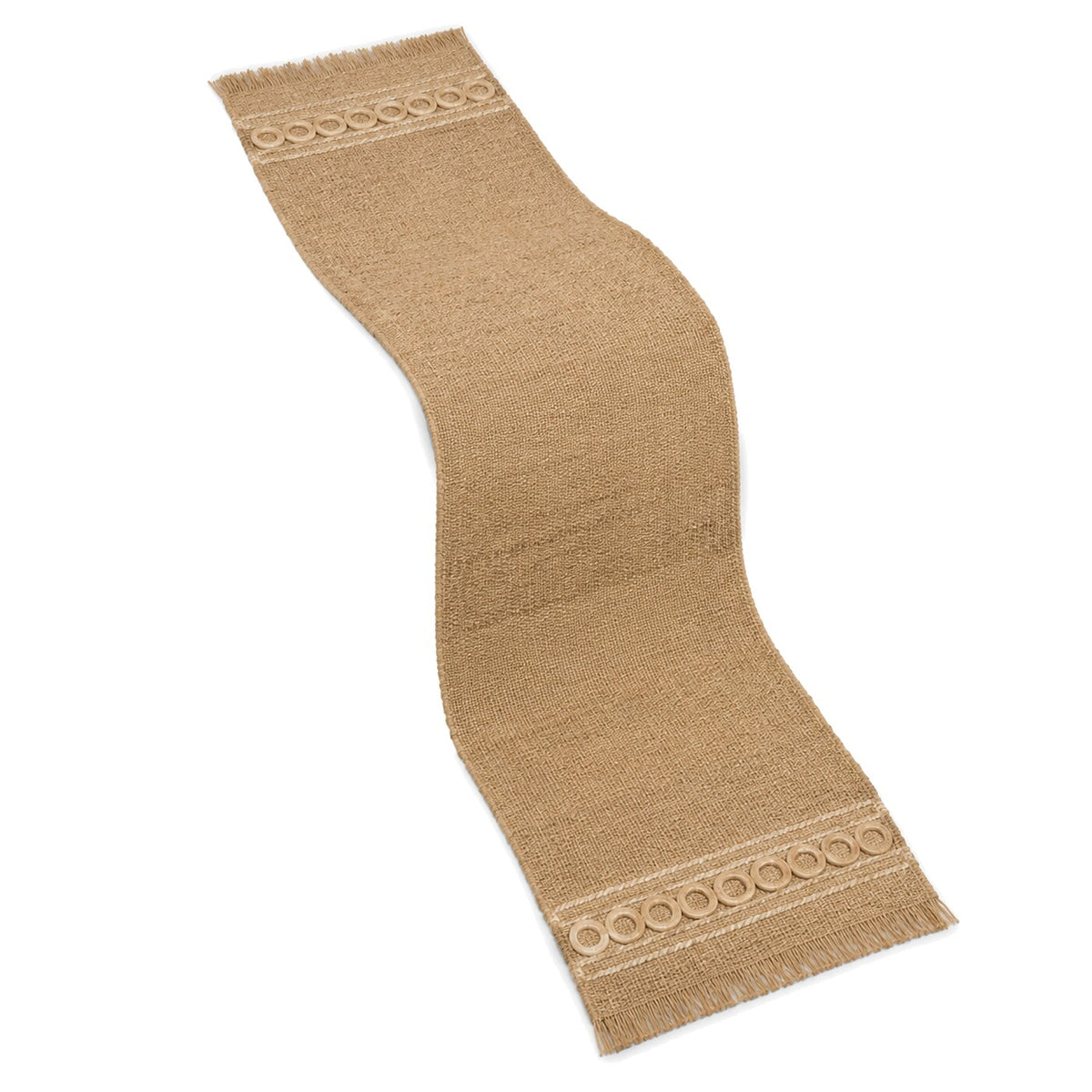 Natural Jute Table Runner with Circular Linear Bands | Primeval