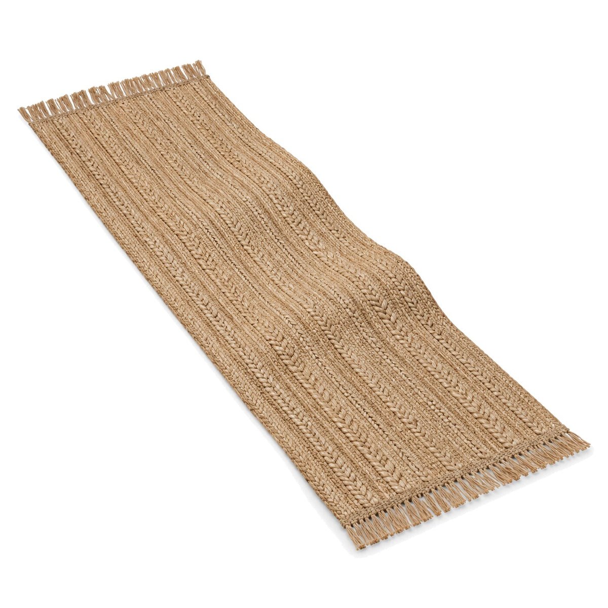 Natural Jute Table Runner with Fine and Chunky Braided Rows | Primeval