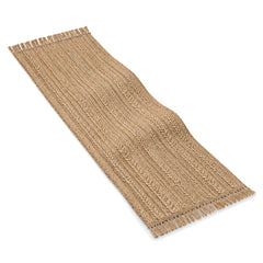 Natural Jute Table Runner with Fine and Chunky Braided Rows | Primeval