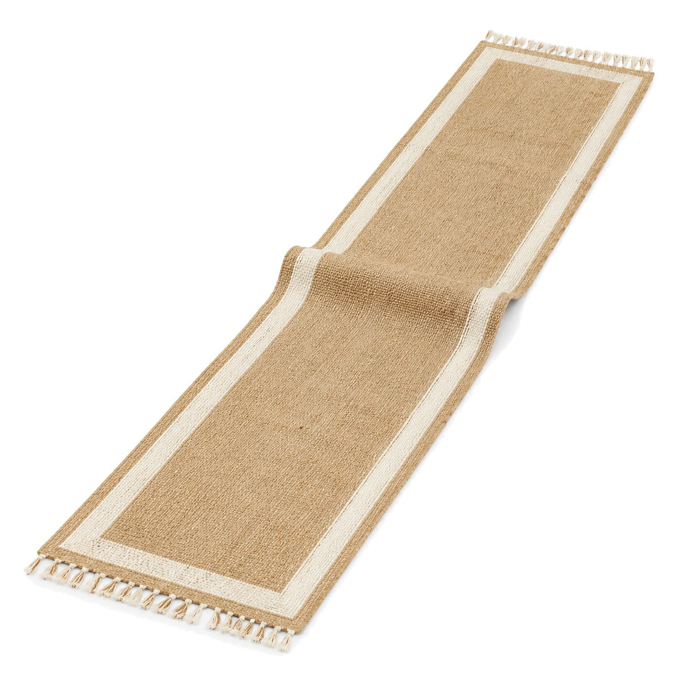 Natural Jute Table Runner with Ivory Cotton Frame | Primeval