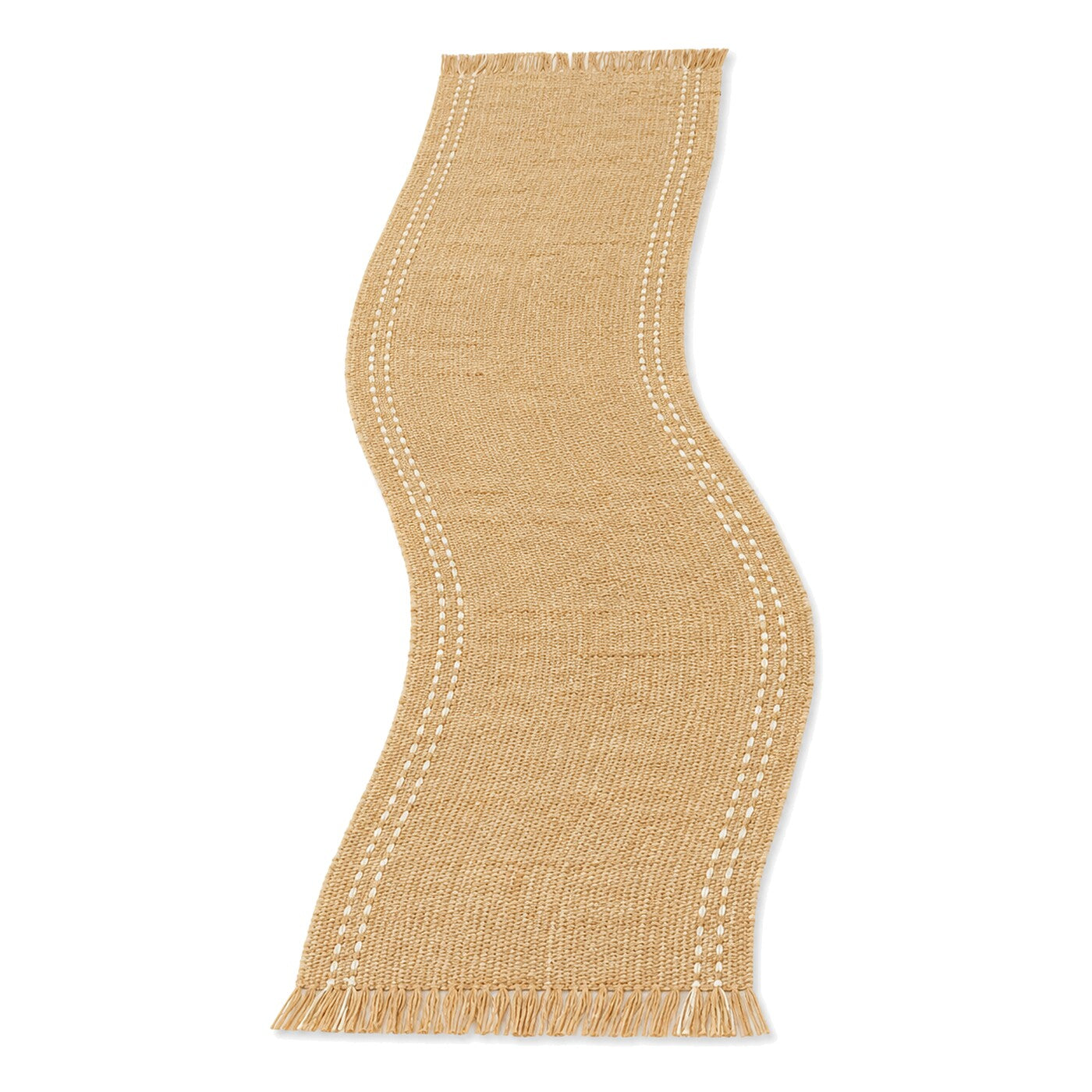 Honey Jute Table Runner with Cream Stitch Accents | Primeval