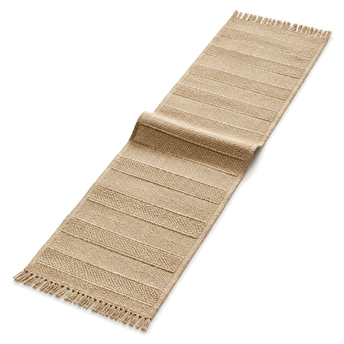 Natural Jute Table Runner with Alternating Textured Stripes | Primeval