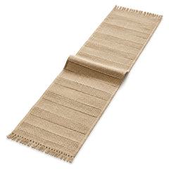Natural Jute Table Runner with Alternating Textured Stripes | Primeval