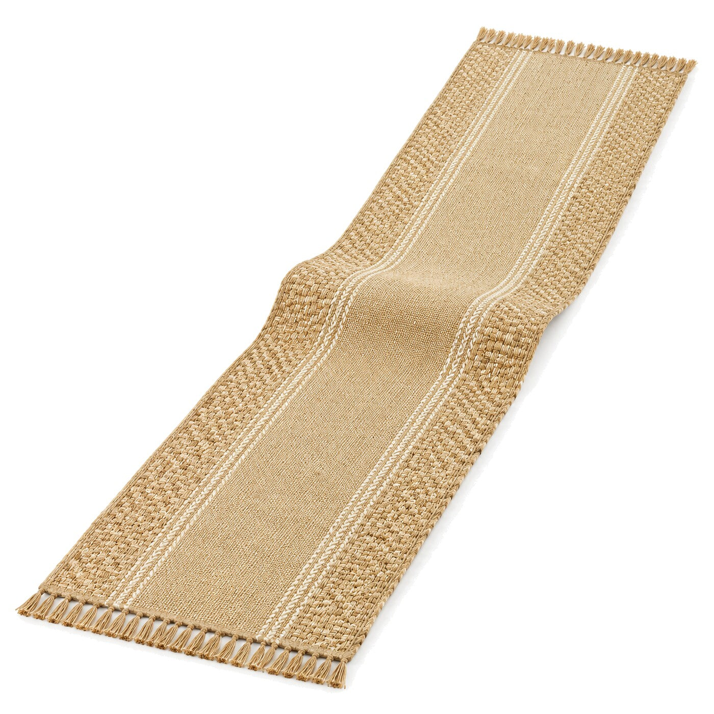 Natural Jute Table Runner with Layered Woven Side Panels | Primeval