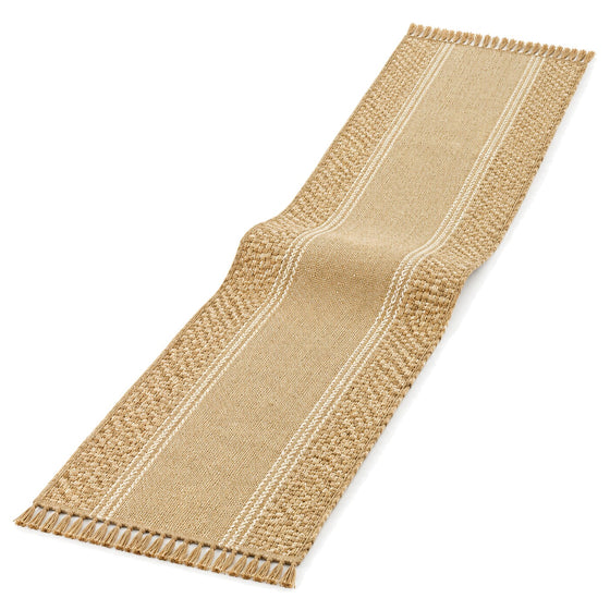 Natural Jute Table Runner with Layered Woven Side Panels | Primeval