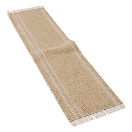Scandinavian Natural Jute Table Runner with Ivory Side Lines | Primeval