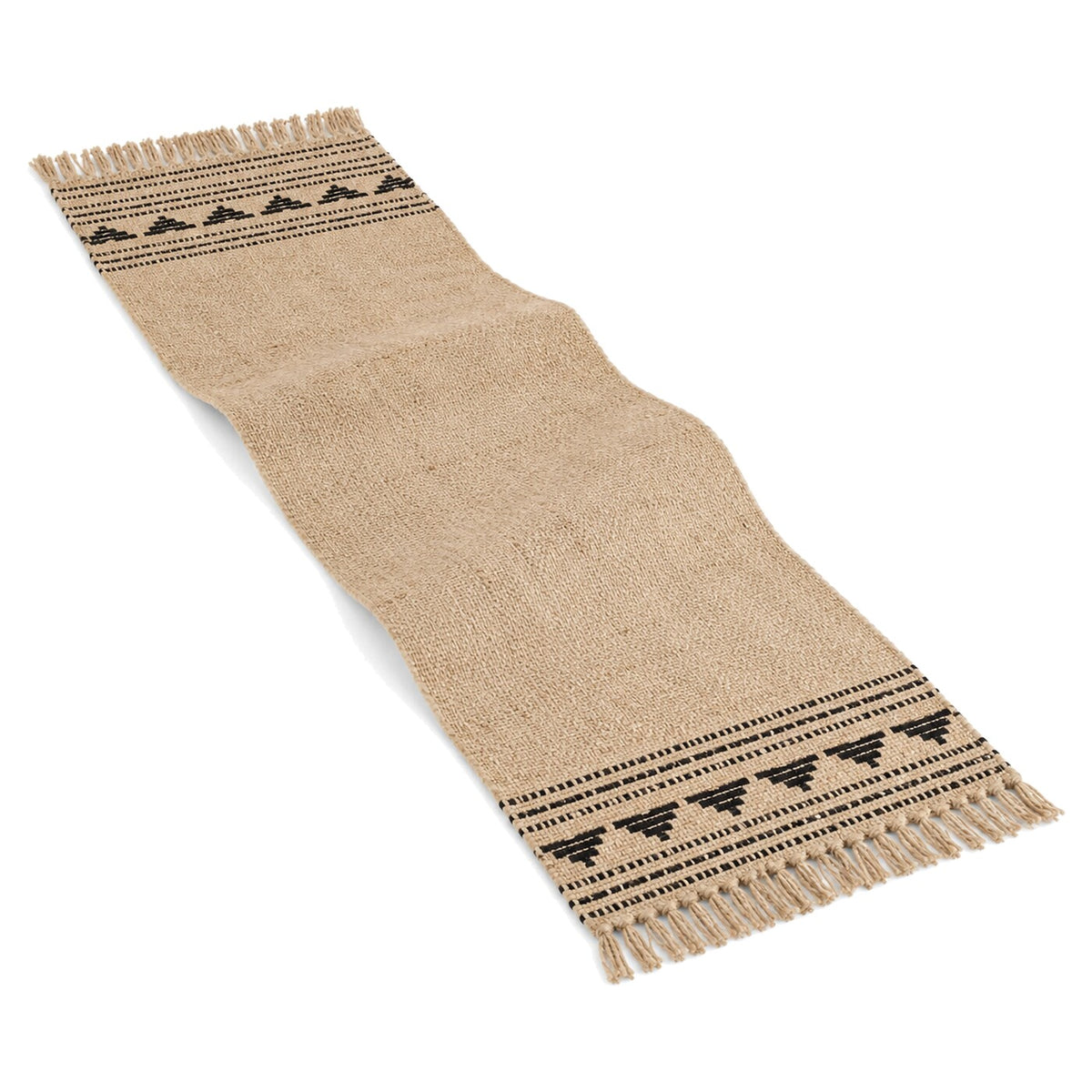 Natural Jute Table Runner with Black Minimal Tribal Border | Primeval
