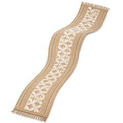 Natural Jute Table Runner with Cream Petal Vine Motif | Primeval