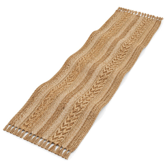 Natural Jute Table Runner with Mixed Braided Weave Widths | Primeval