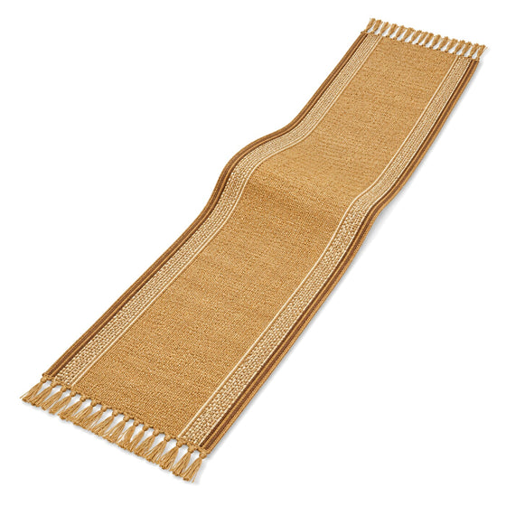 Honey Natural Jute Table Runner with Elegant Side Bands | Primeval