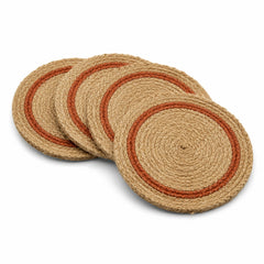 Jute terracotta ring coaster set on a clean white background