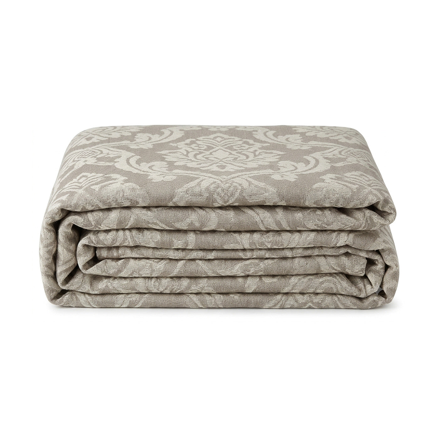 Light grey ornate damask jacquard cotton throw 130×170 cm by Primeval