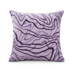 Primeval lilac and deep violet decorative cushion cover with free-flowing abstract contour lines