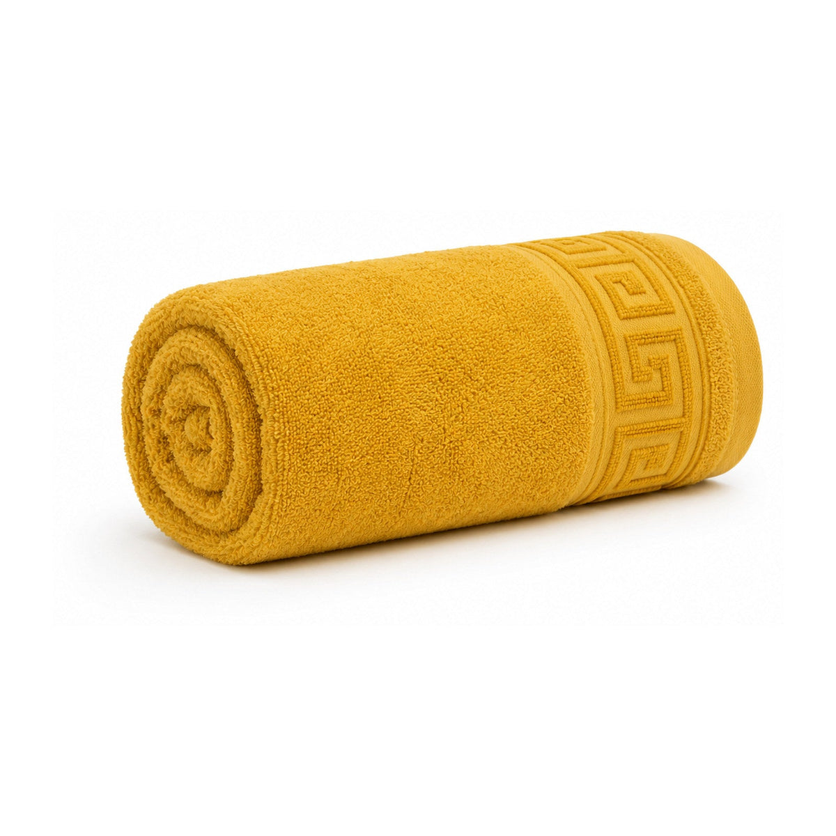 Mustard Greek key towel for decorative modern bathroom collections