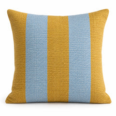 Handwoven Mustard & Powder Blue Striped Cushion Cover – 45 x 45 cm