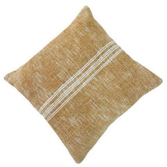 Mustard & Ivory Vertical-Stripe Woven Cotton Cushion Cover 45x45 cm