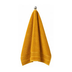 Mustard solid towel for warm contemporary bathroom and retail collections