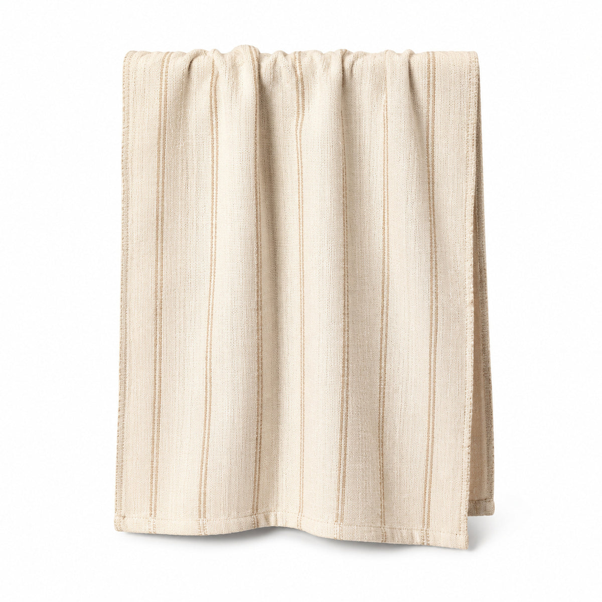 Natural beige handwoven ribbed stripe cotton hammam towel 90x180 cm for minimal resort and spa collections