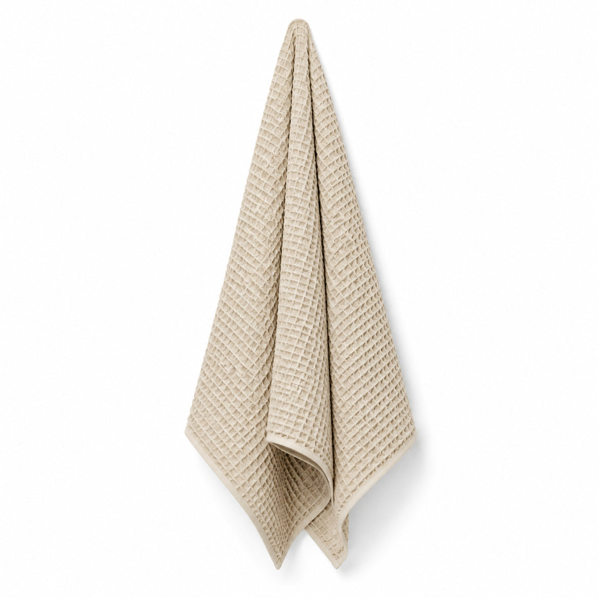 Natural beige waffle weave cotton bath towel 70x140 cm for organic-look spa and hotel linen