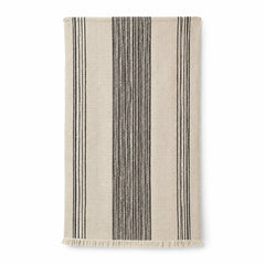 Natural and black minimal striped handwoven cotton hammam towel 90x180 cm with fringe for modern resort buyers