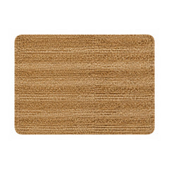 Natural braided jute textured rectangular bath mat on white background