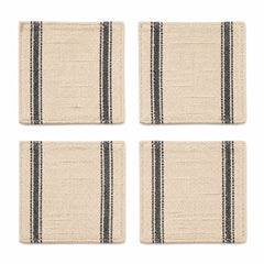 Natural charcoal striped coaster set on a clean white background