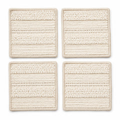 Natural cream textured band coaster set on a clean white background