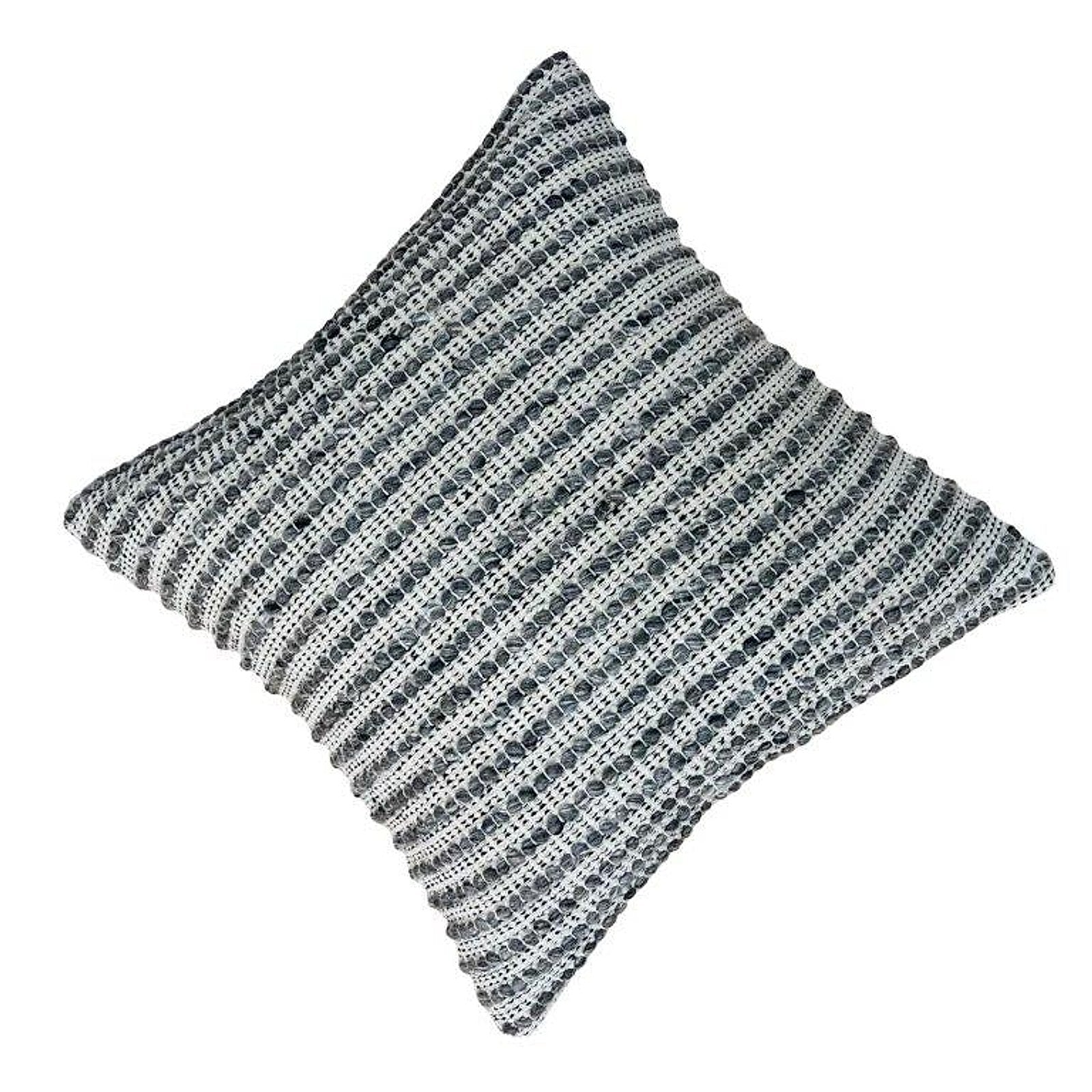 Natural grey textured woven cotton cushion cover, 45 x 45 cm
