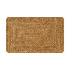 Natural jute braided border bath mat on white background