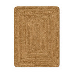 Natural jute classic braided rectangular bath mat on white background