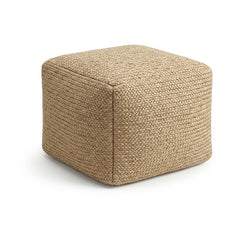 Natural jute-texture cube pouf by Primeval