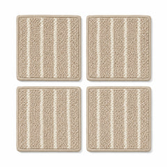 Oatmeal ivory loop stripe coaster set on a clean white background