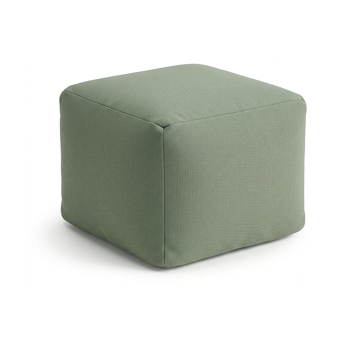 Olive sage fabric cube pouf by Primeval