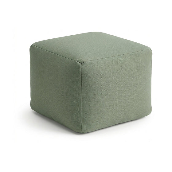 Olive sage fabric cube pouf by Primeval