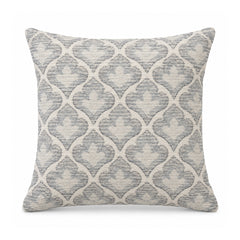 Primeval pale grey and ivory cushion cover with repeating Moroccan-style trellis pattern
