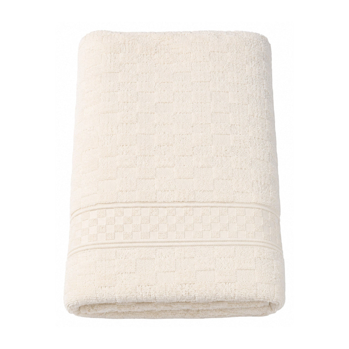 Plush ivory checkerboard towel for premium neutral bathroom collections