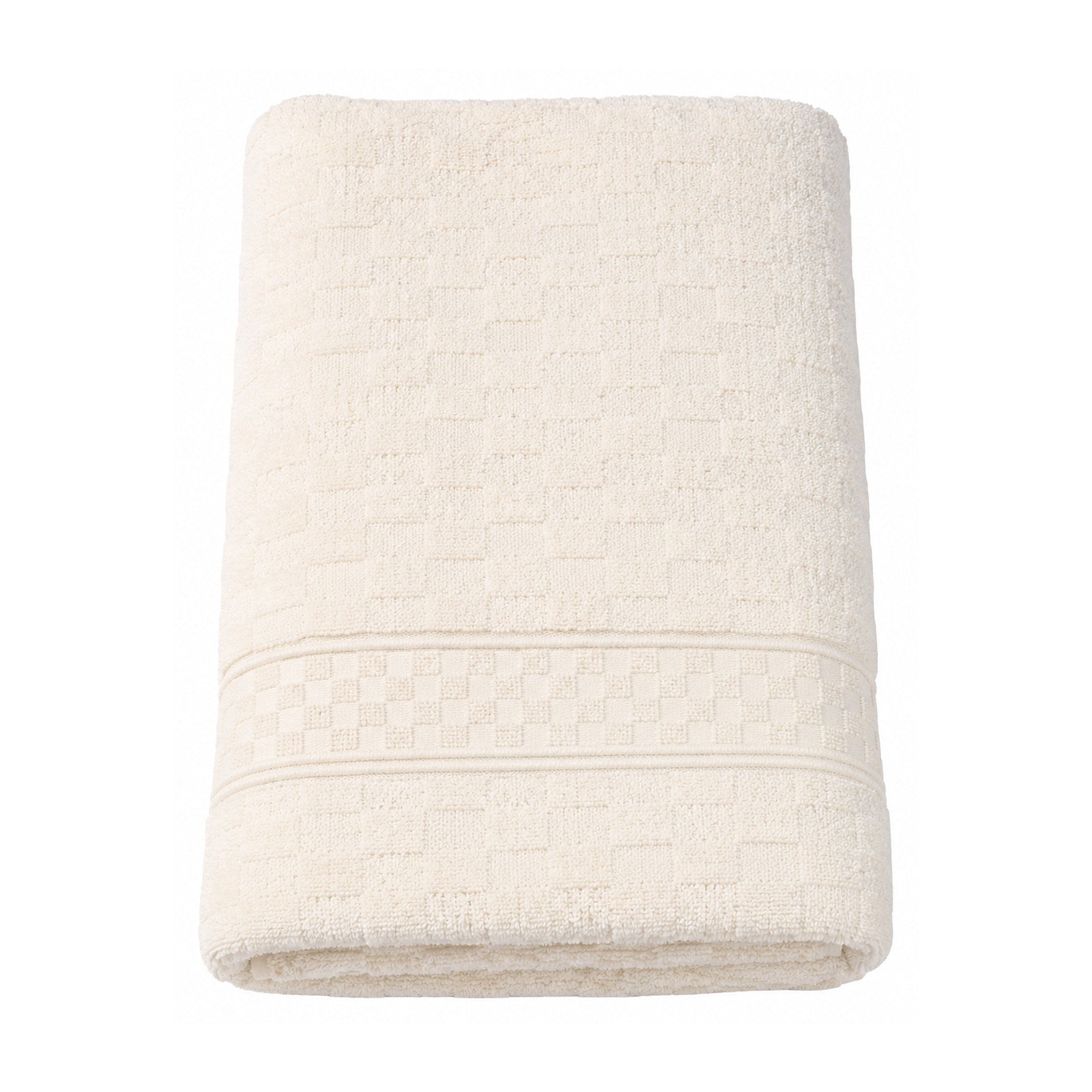 Plush ivory checkerboard towel for premium neutral bathroom collections