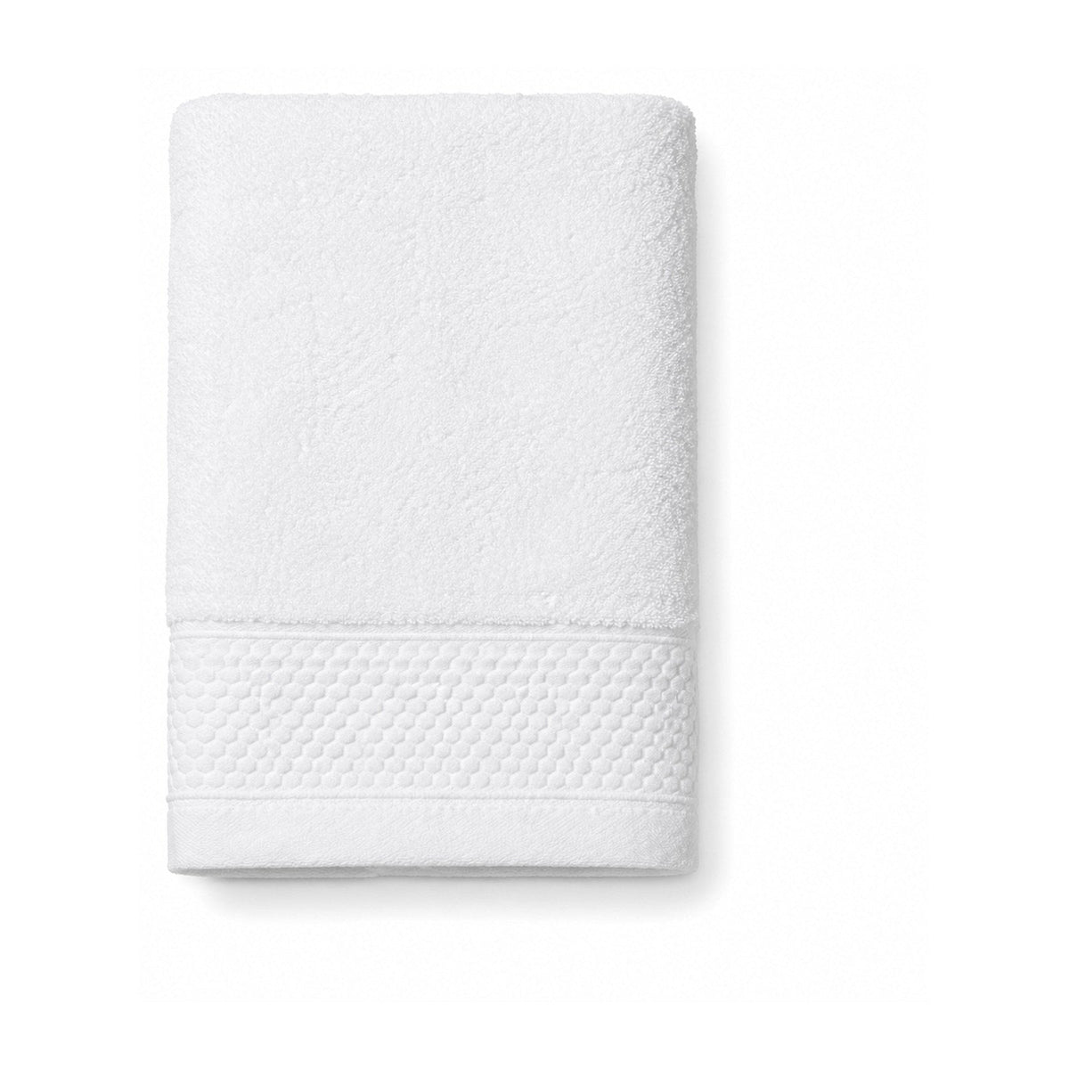 Plush white towel with honeycomb border for hotel, spa and premium bath collections