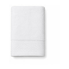 Plush white towel with honeycomb border for hotel, spa and premium bath collections