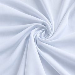 White smooth cotton poplin fabric arranged in a spiral showing soft drape and fine surface; Primeval fabric sourcing reference PML-FAB-013