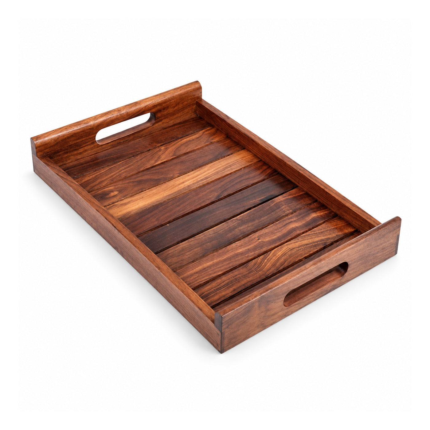 Table Tray Runners Rustic Wooden Serving Tray with Cutout Handles | Primeval