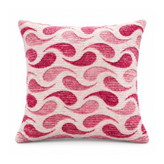 Primeval decorative cushion cover with rose pink and blush repeating scalloped wave motifs