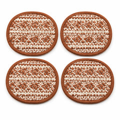 Rust ivory rounded geometric coaster set on a clean white background