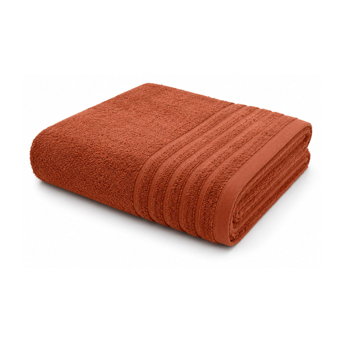 Rust terracotta ribbed towel for warm modern bathroom and retail collections
