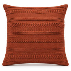 Rust decorative cushion cover with raised horizontal textured stripe bands