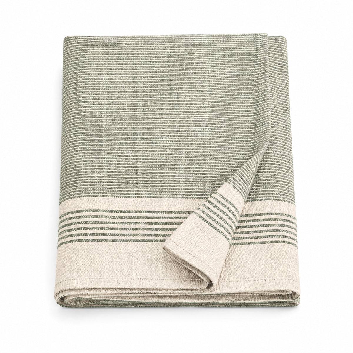 Sage green and cream handloom striped cotton hammam towel 90x180 cm for resort and spa buyers