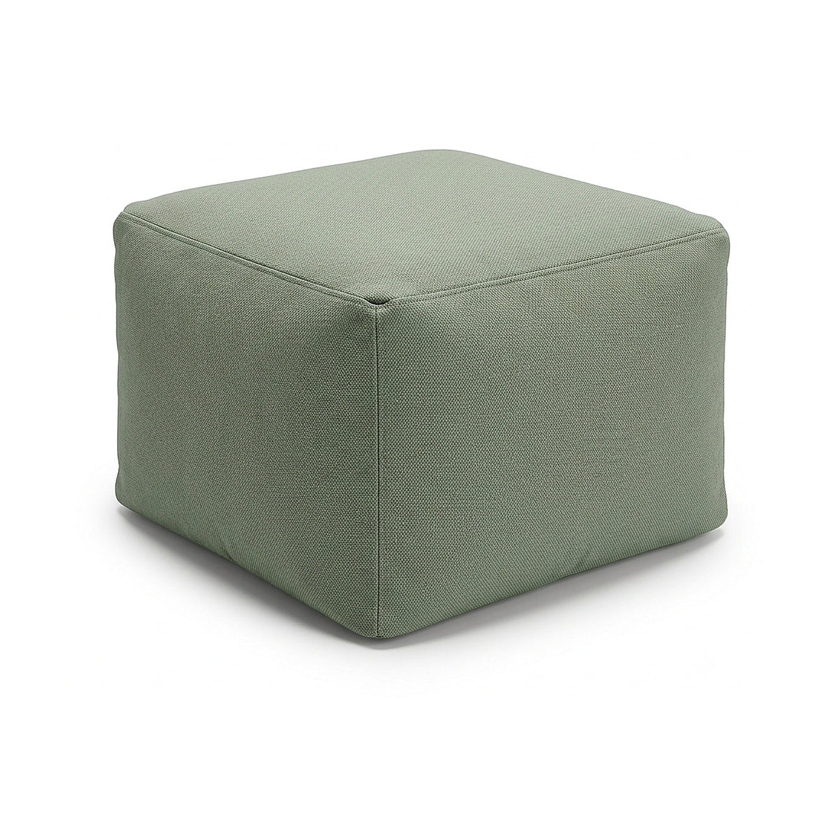 Sage green fabric cube pouf by Primeval