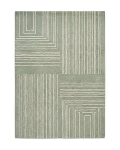 Sage green and ivory linear maze geometric area rug by Primeval