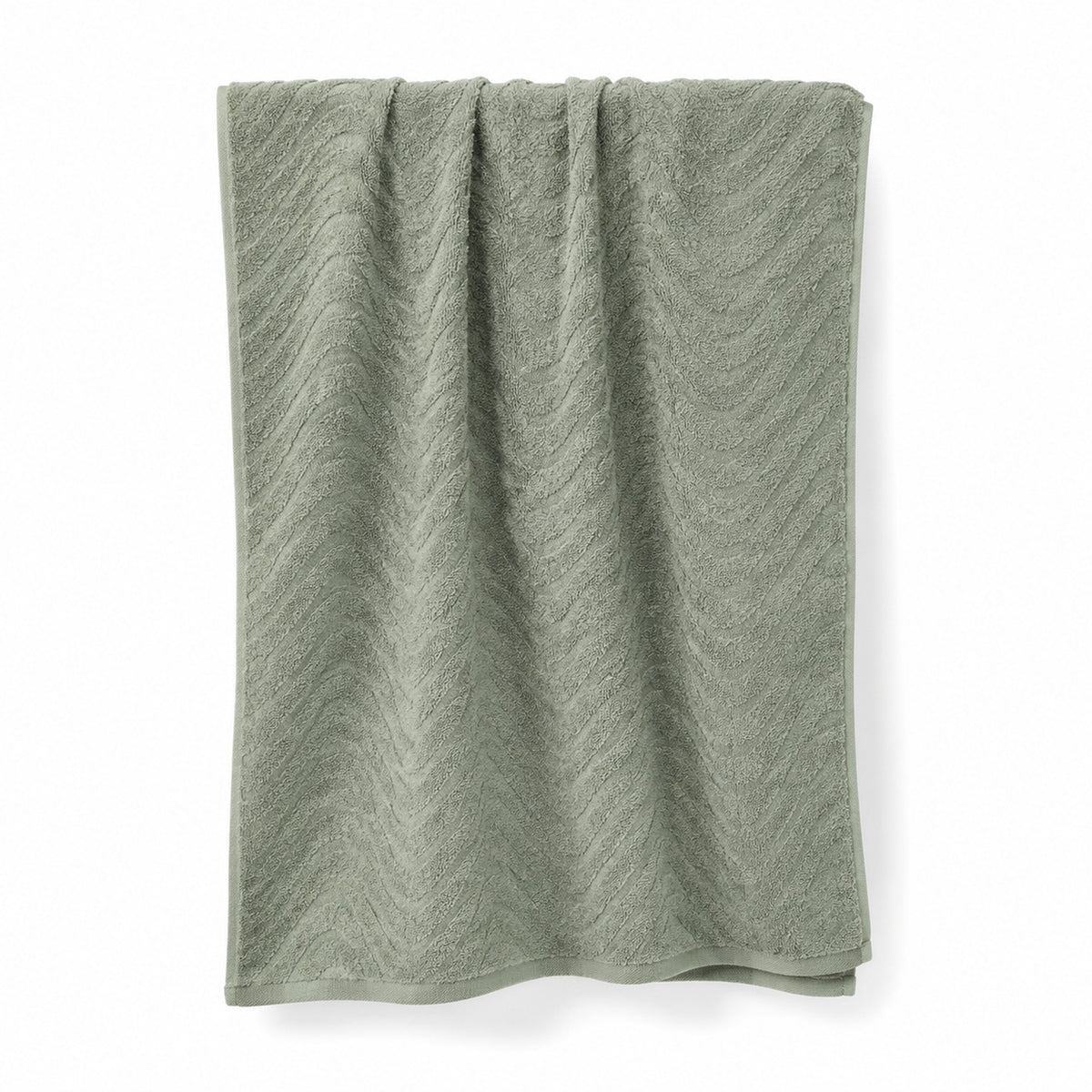 Sage green raised wave textured cotton terry bath towel 70x140 cm for wellness and spa buyers
